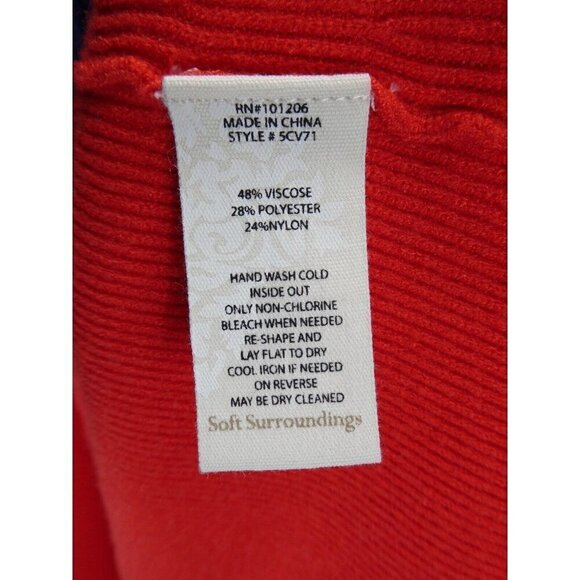 Soft Surroundings Knit Red Sweater Plus Size Women 2X Keyhole 3/4 Sleeve - Picture 9 of 12